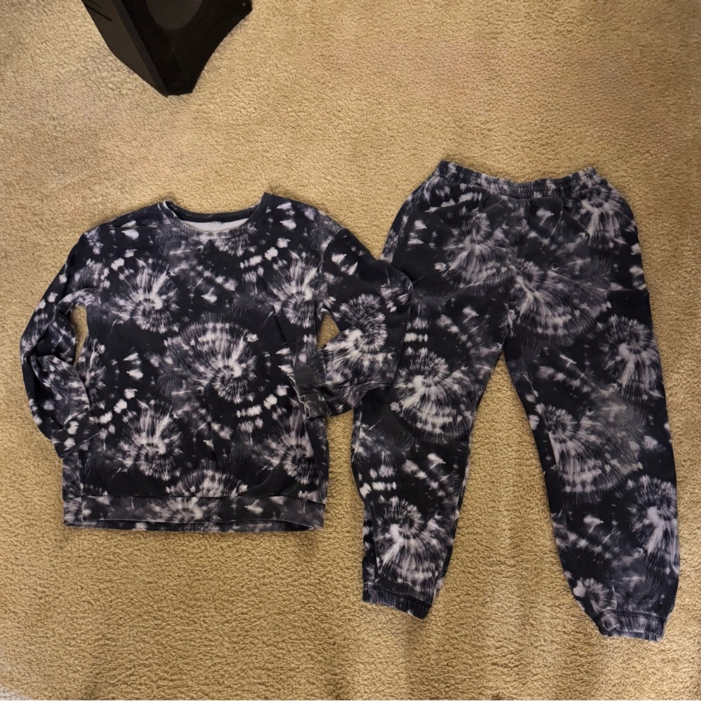 art class navy and White Tie-Dye Kids Matching Set